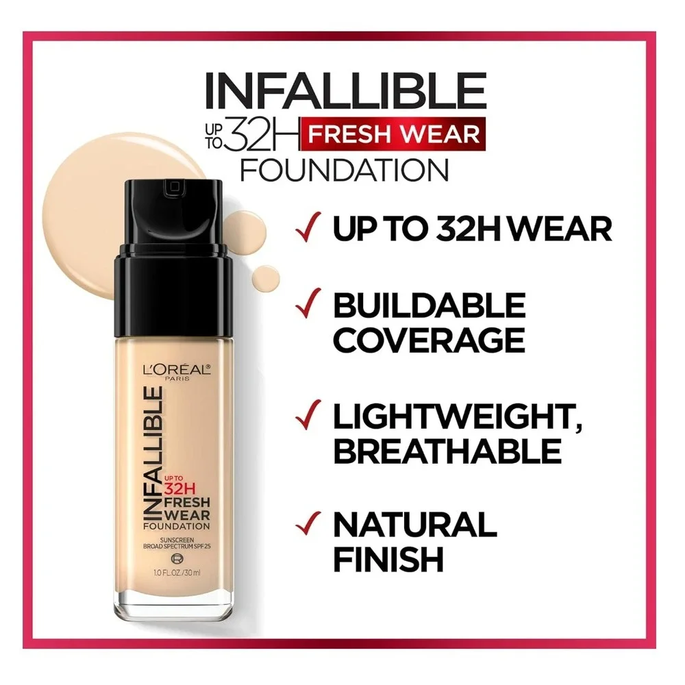 L'Oreal Paris Makeup Infallible Fresh Wear Lightweight Foundation Snow‎ #390